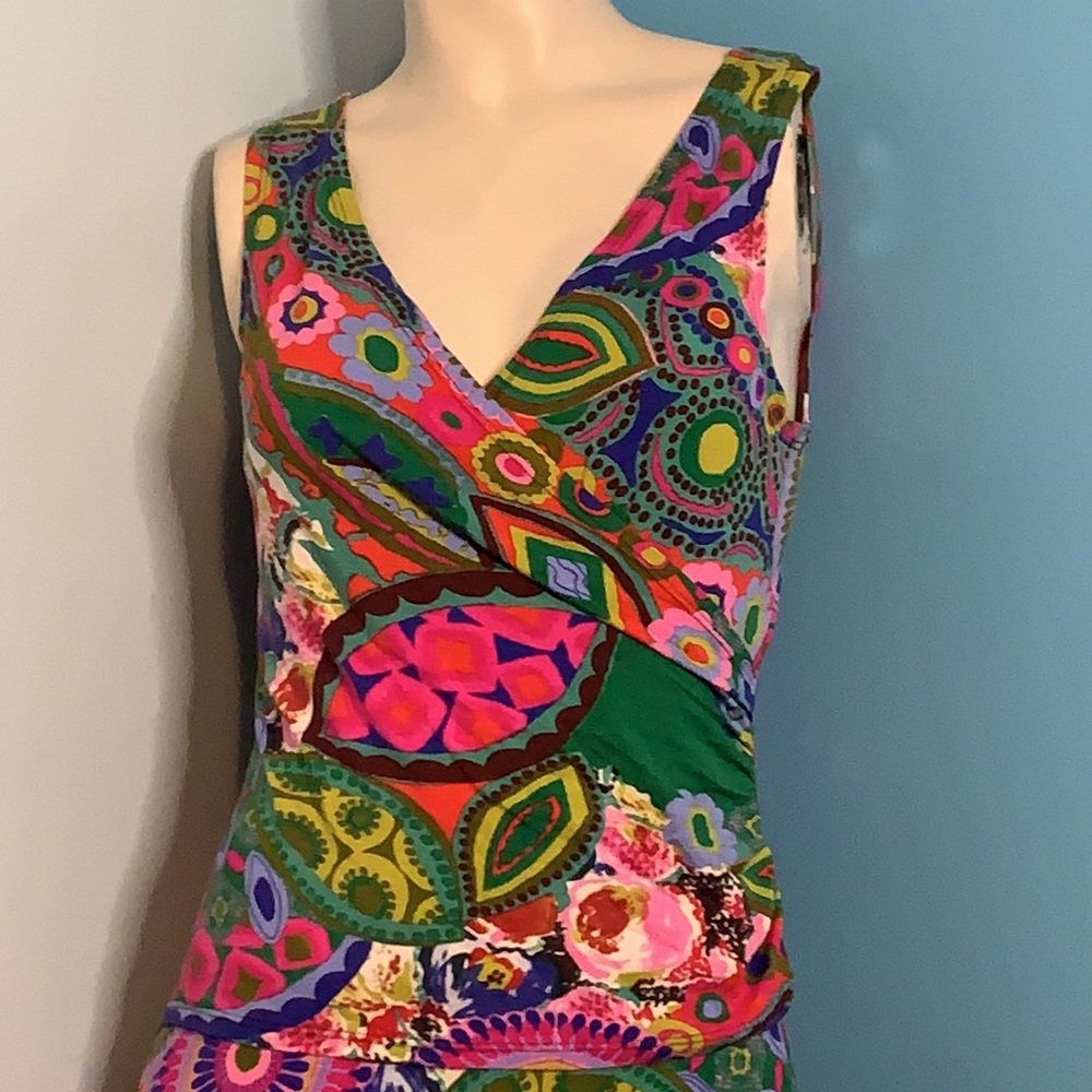 Salaam Boho print mock sleeveless wrap dress
